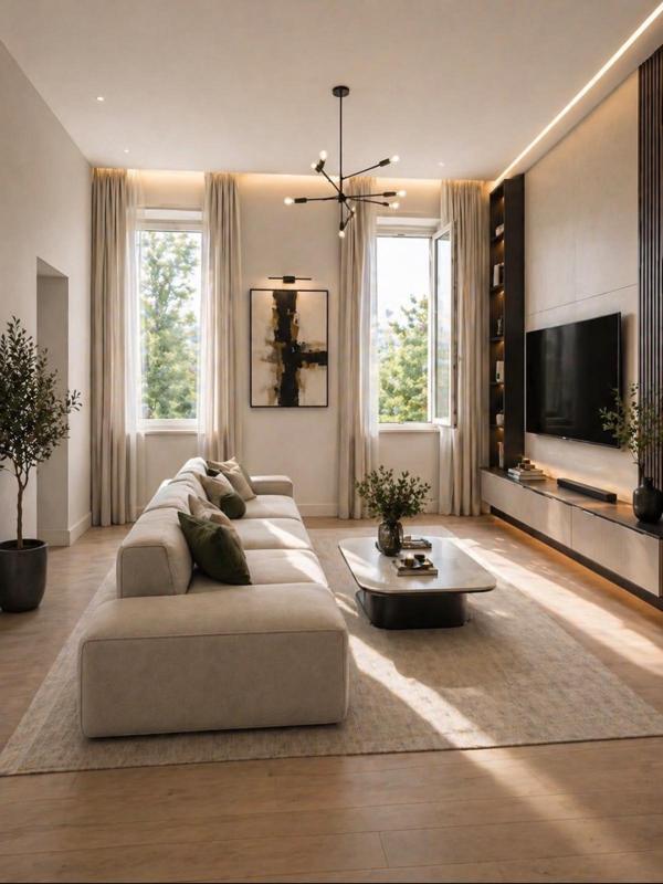Render del soggiorno di progetto